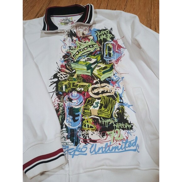 Y2K Ecko Unlimited White Jacket Men’s Size XXL KING /Crown - Picture 8 of 9